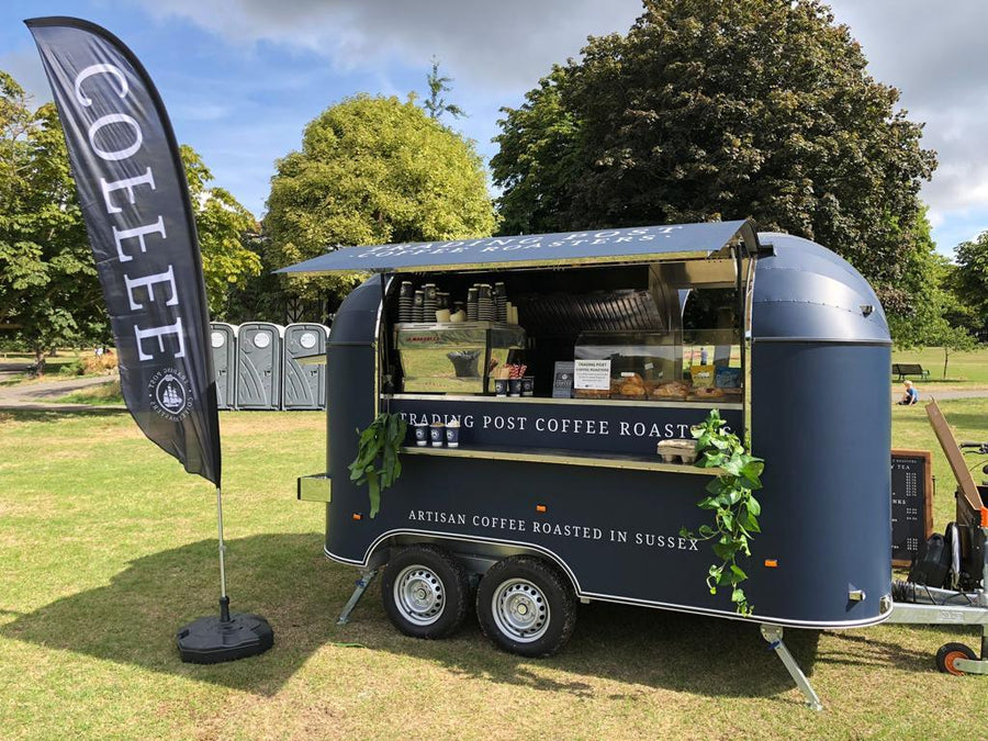 custom coffee trailer, coffee trailer for hire, Sussex speciality Trading Post coffee
