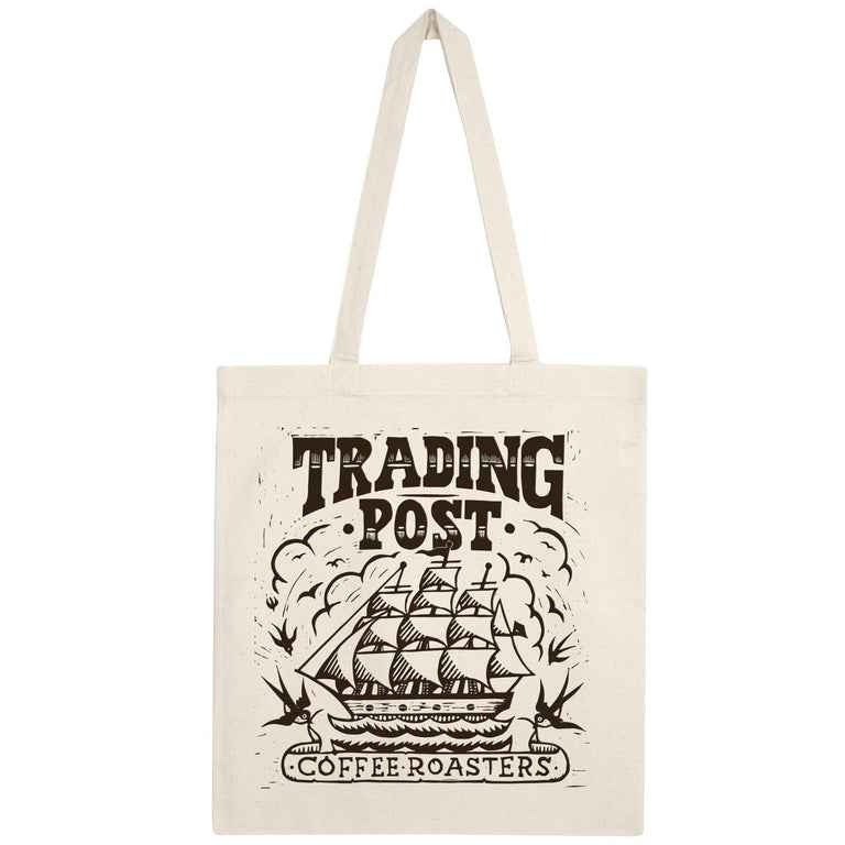 Trading Post Monsoon Malabar Ltd. Edition Organic Tote Bag (Natural/Coffee) - Trading Post Coffee Roasters 