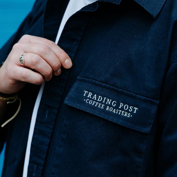 Trading Post Navy Blue Embroidered Overshirt